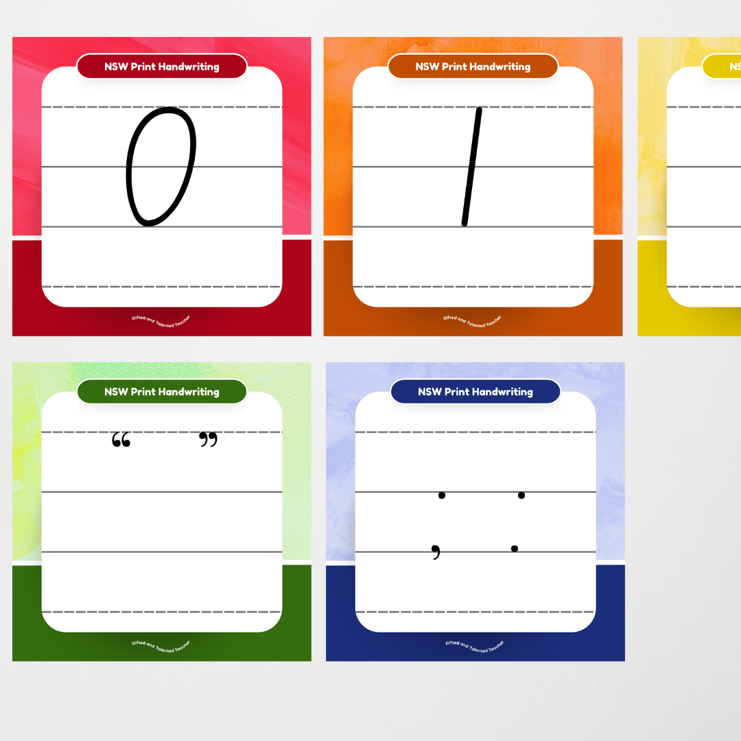 New South Wales Precursive Font: Lined Handwriting Posters - Rainbow - Teacher Resources & Classroom Decor