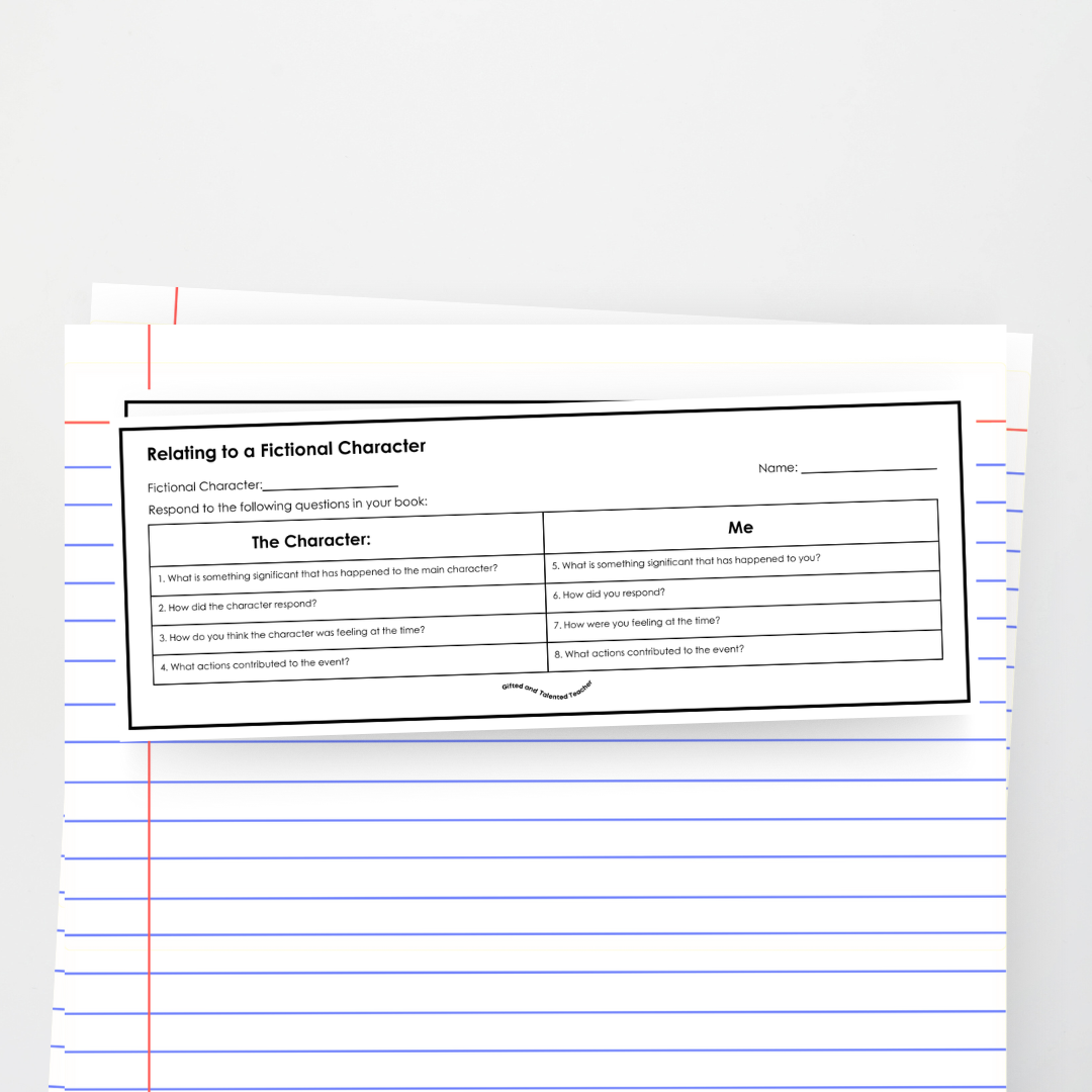 Relating to a Fictional Character: Scaffold - Adaptable for Any Text - Teacher Resources & Classroom Decor