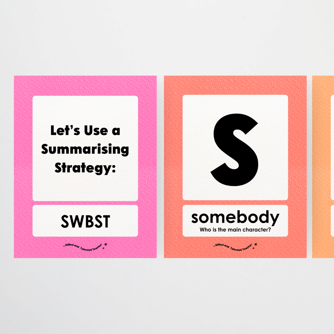 Summarising the Text: SWBST Somebody, Wanted, But, So Then - Rainbow Classroom Decor