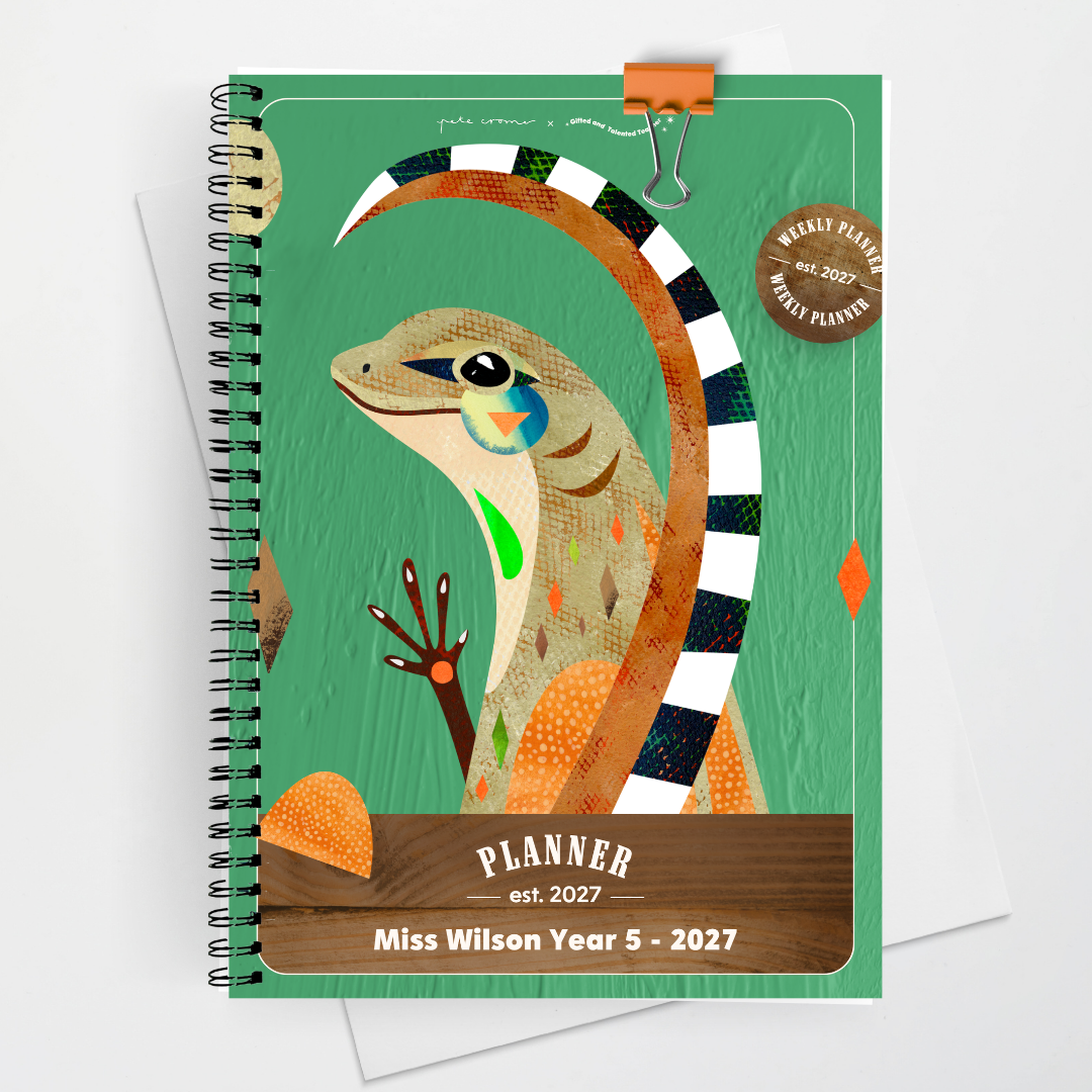 x Pete Cromer 2027 Weekly Teacher Planner: Zebra-tailed Lizard - North America Classroom Decor