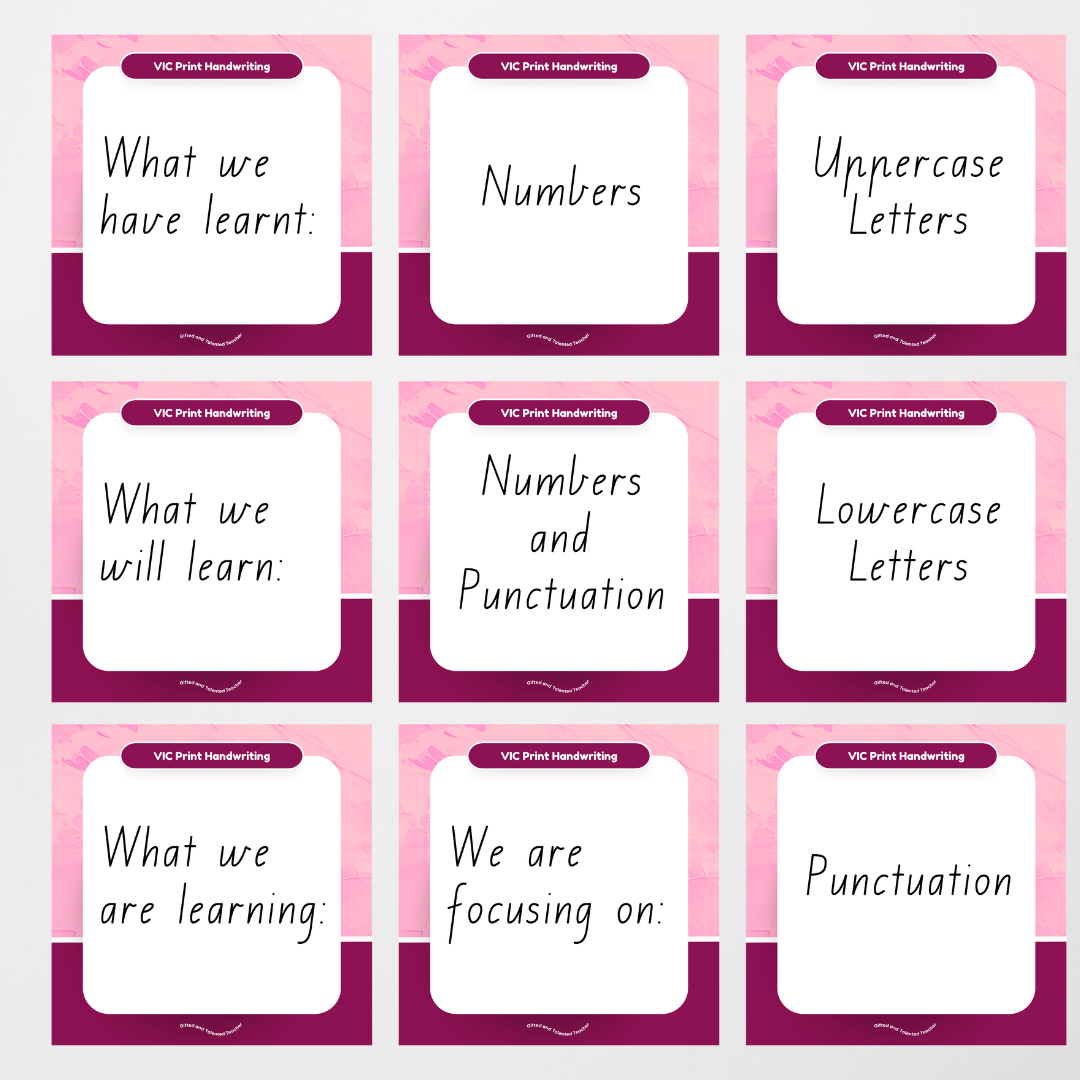 Victorian Print Font: Lined Handwriting Posters (with directional arrows) - Rainbow - Teacher Resources & Classroom Decor