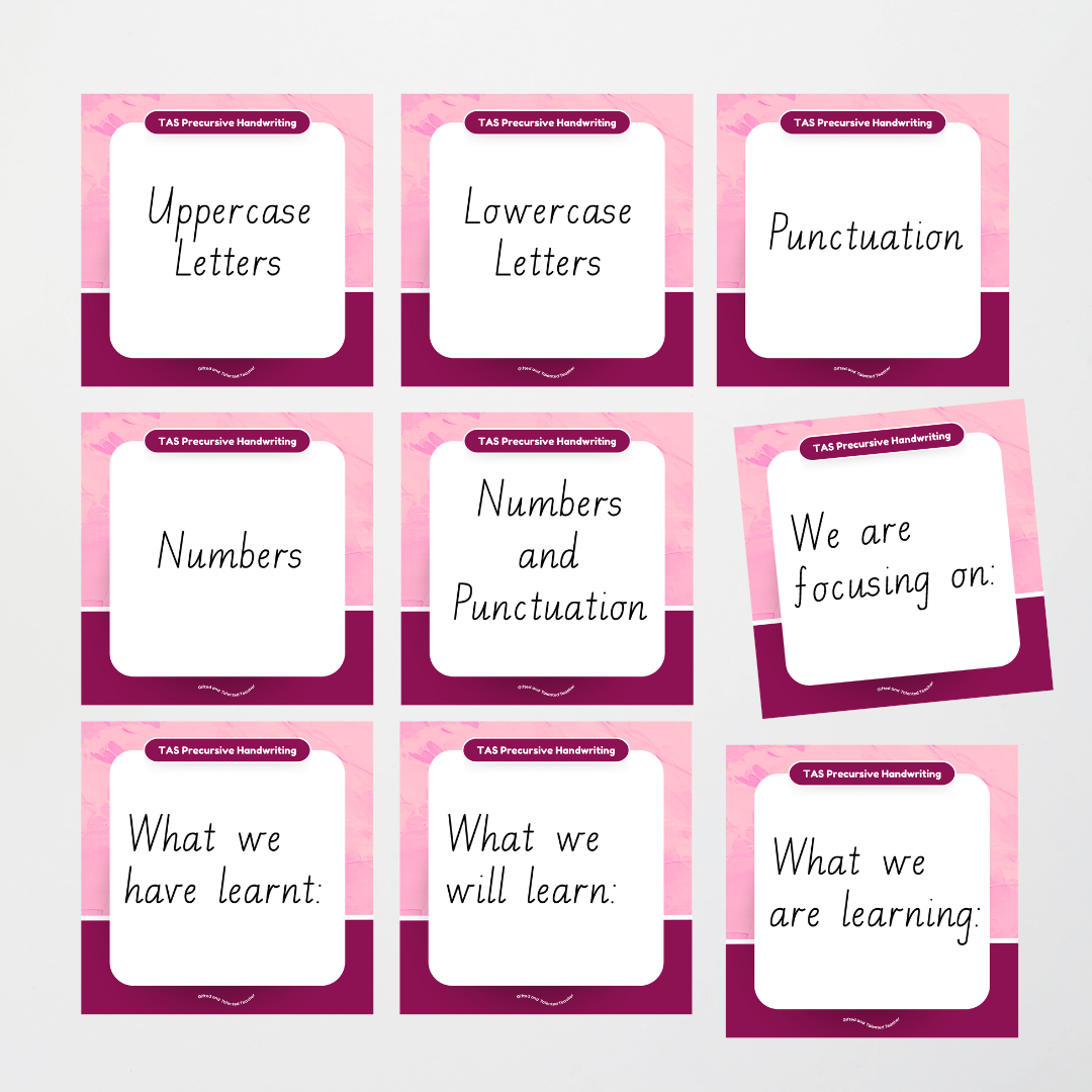 Tasmanian Precursive Font: Unlined Handwriting Posters - Rainbow - Teacher Resources & Classroom Decor