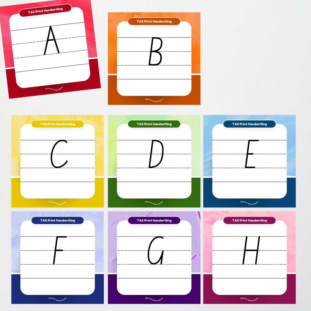 Tasmanian Print Font: Lined Handwriting Posters - Rainbow - Teacher Resources & Classroom Decor