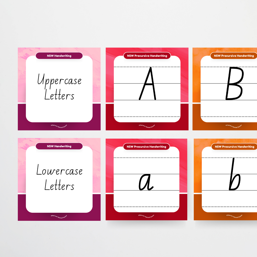 New South Wales Precursive Font: Lined Handwriting Posters - Rainbow - Teacher Resources & Classroom Decor