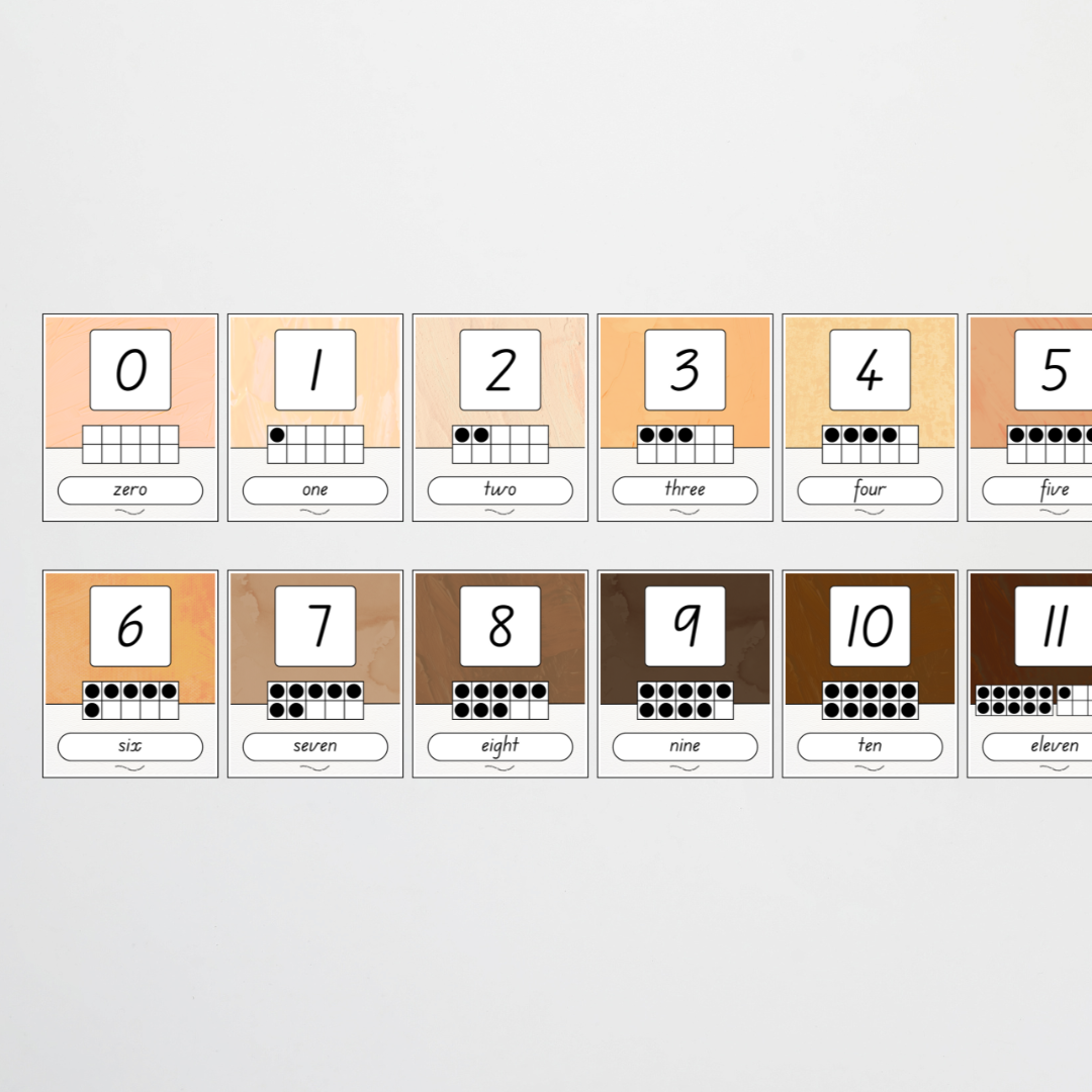 Ten Frames Number Posters - Neutral Classroom Decor
