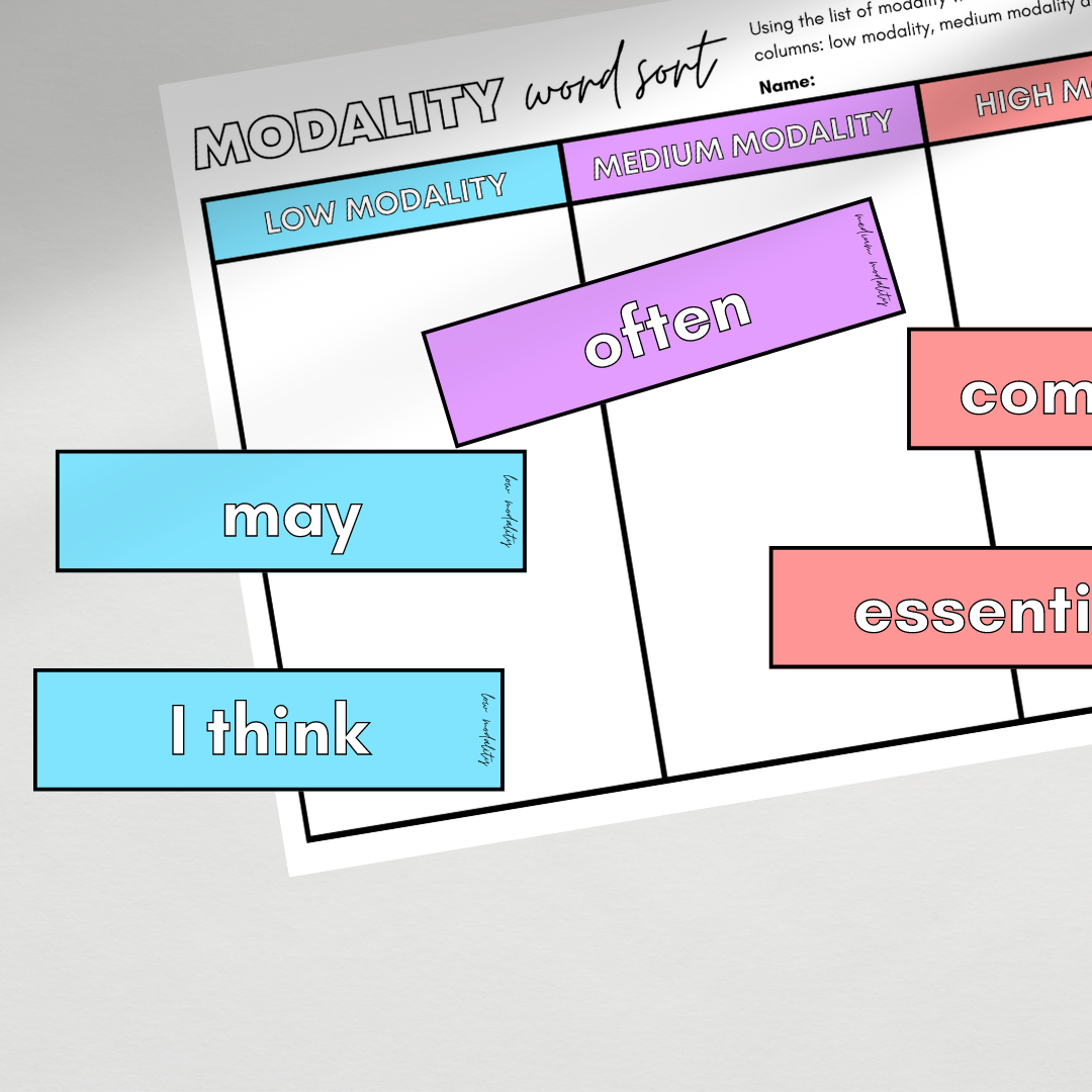 Words of Modality: High, Medium and Low - Gifted and Talented Teacher
