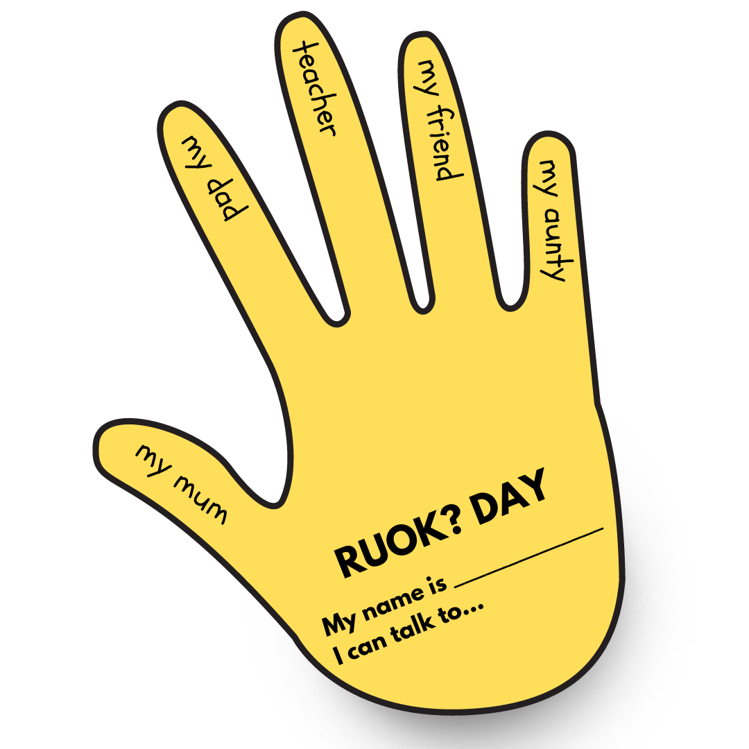 R U OK? Day Hand Template - Teacher Resources & Classroom Decor