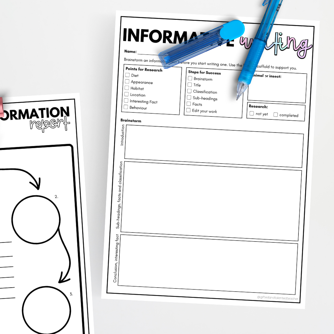 Informative Writing Pack: Animal or Insect - Gifted and Talented Teacher