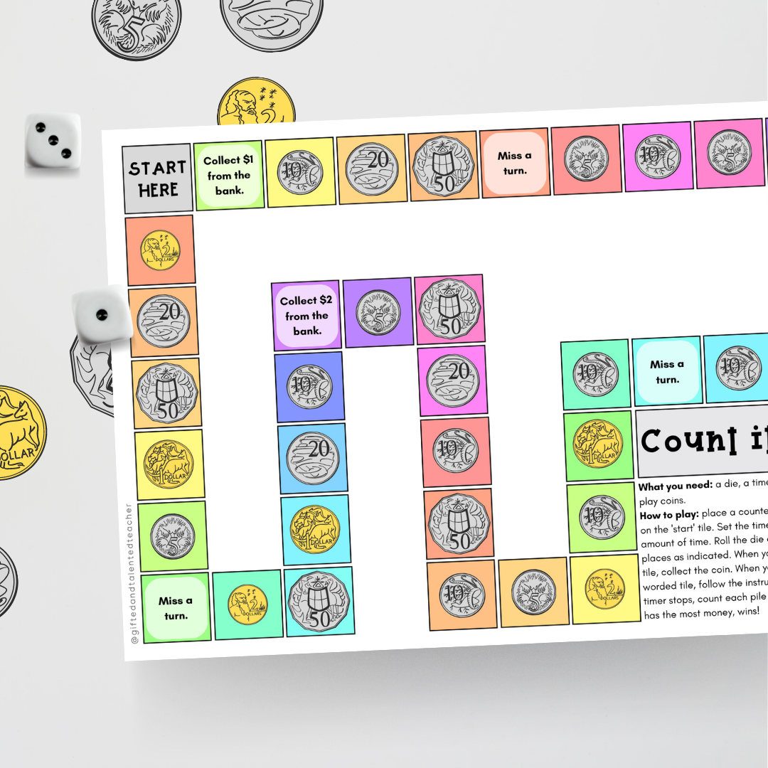 Count It Out: Money Game Board - Gifted and Talented Teacher