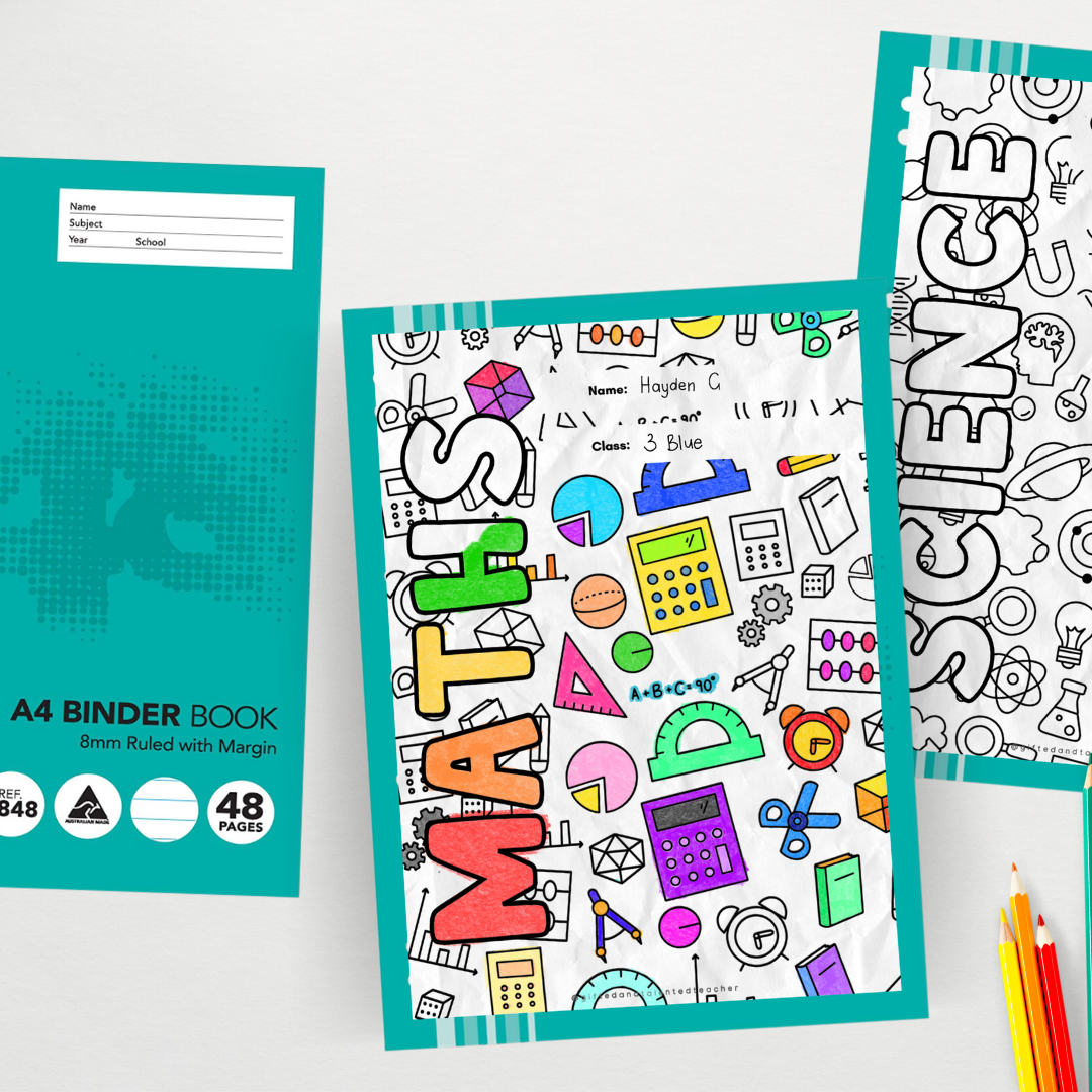 Book Covers - Line Art: A4 and A3 Wrap Around (Back to School) - Teacher Resources & Classroom Decor