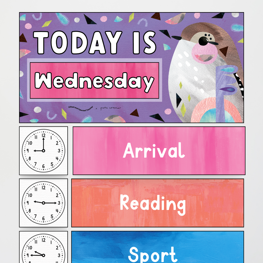 Pete Cromer: Daily Schedule - Jacky Winter - Australian Fauna and Flora Classroom Decor - Teacher Resources & Classroom Decor