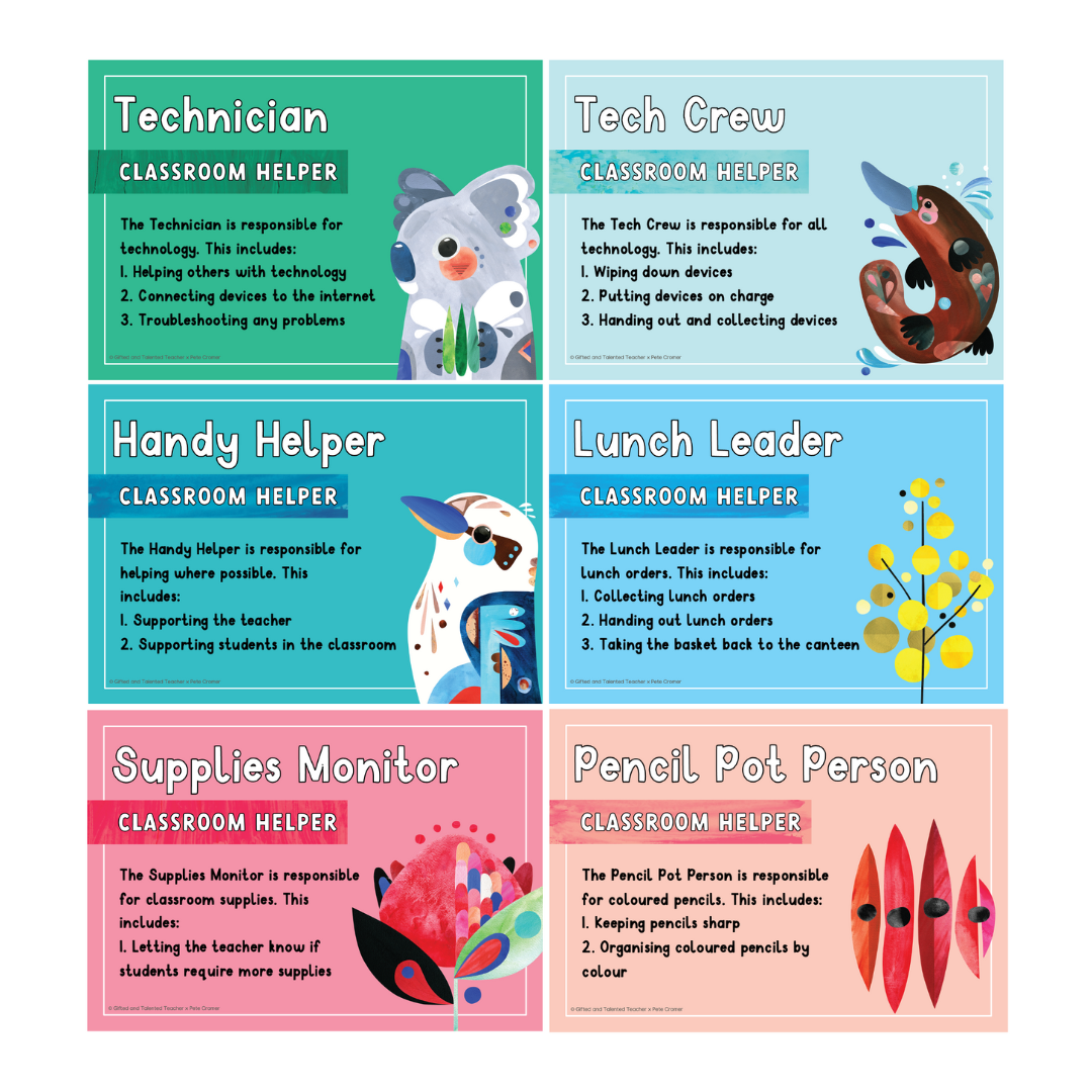 Pete Cromer: Classroom Jobs - Australian Fauna and Flora Classroom Decor - Teacher Resources & Classroom Decor