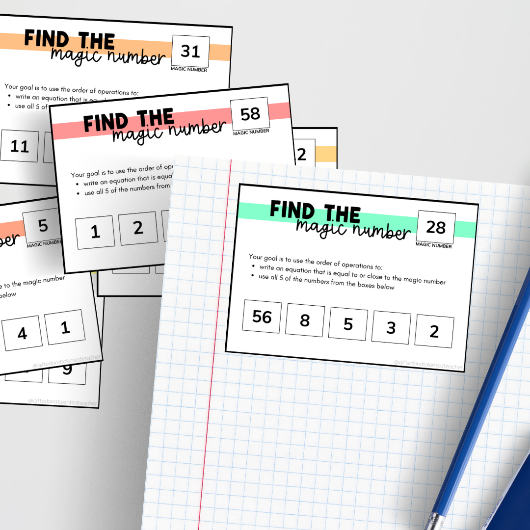 Magic Number Task Cards - Order of Operations - Gifted and Talented Teacher