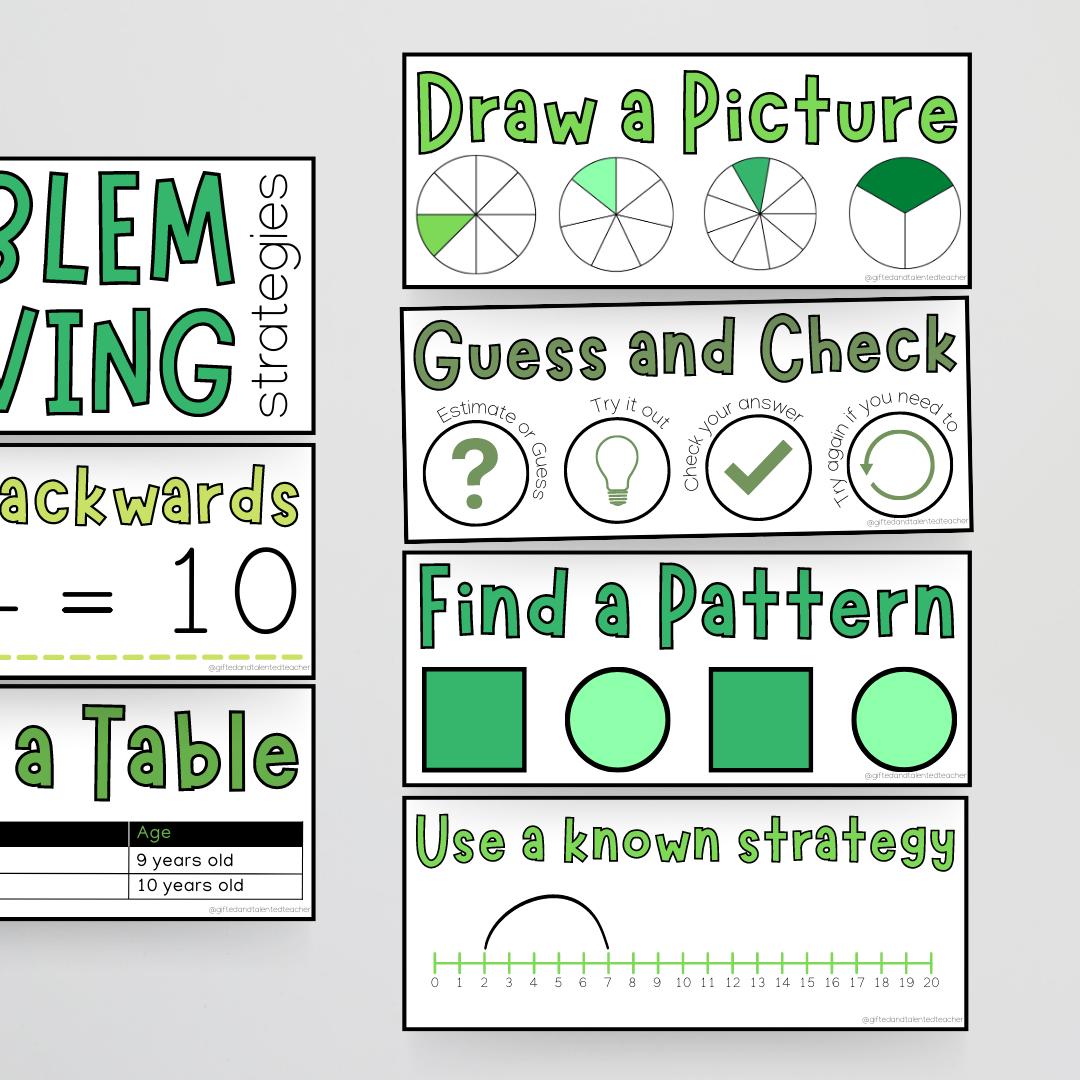 Problem Solving Strategies: 2 x Displays - Leafy Greens Classroom Decor - Teacher Resources & Classroom Decor