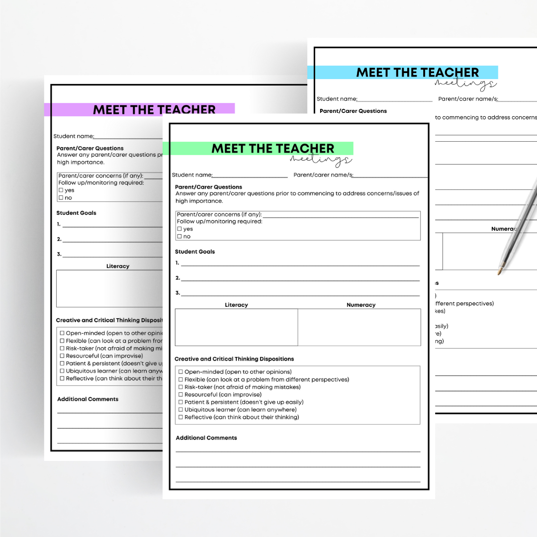 Parent + Teacher Meetings Proforma - Gifted and Talented Teacher