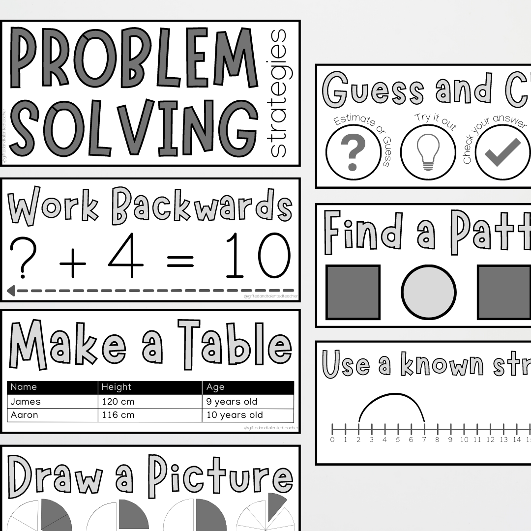 Problem Solving Strategies: 2 x Displays - Minimalistic - Teacher Resources & Classroom Decor