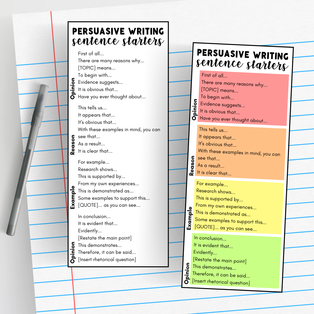 Persuasive Writing Bookmark - Gifted and Talented Teacher