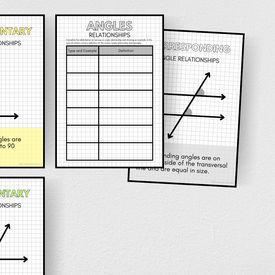 Angles: Relationships - Posters and Student Activity