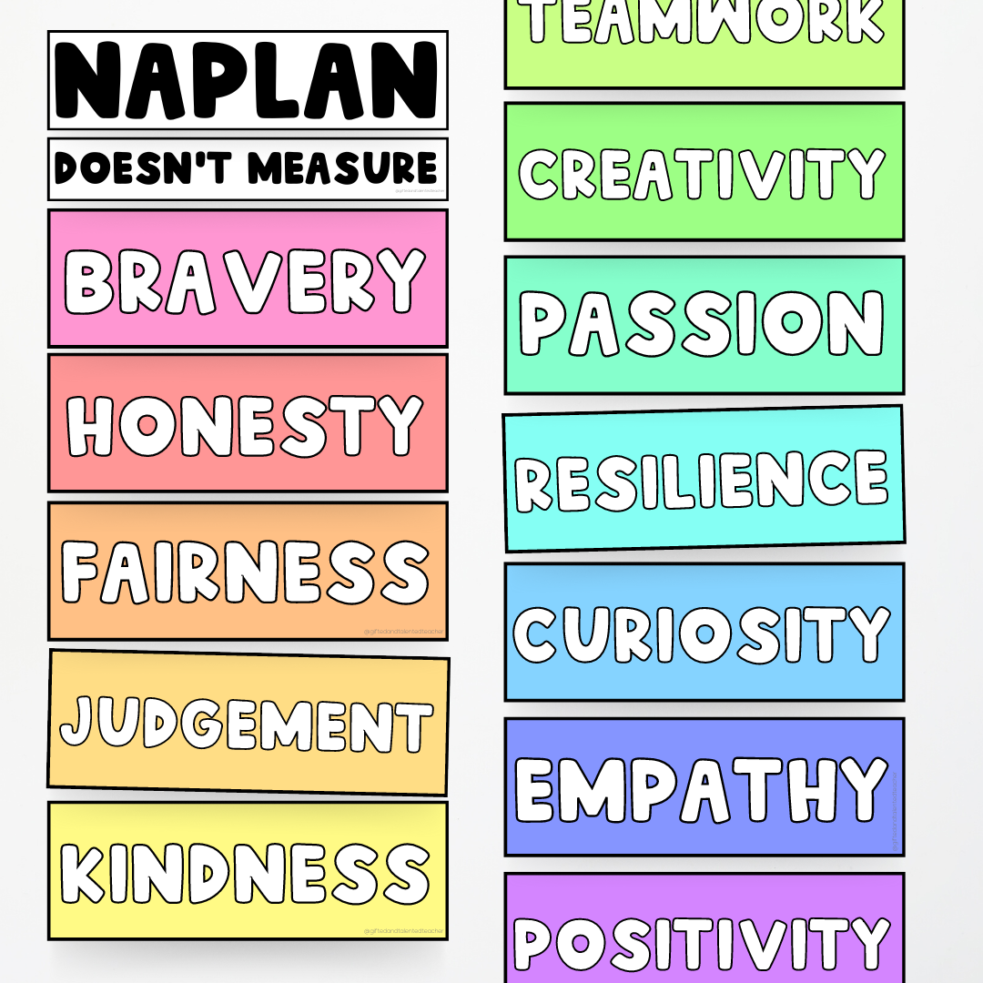 NAPLAN Doesn't Measure - Rainbow Classroom Decor - Teacher Resources & Classroom Decor