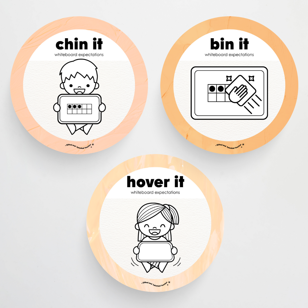 Whiteboard Expectations, Prompts and Cues: Circle Icons - Neutral Classroom Decor