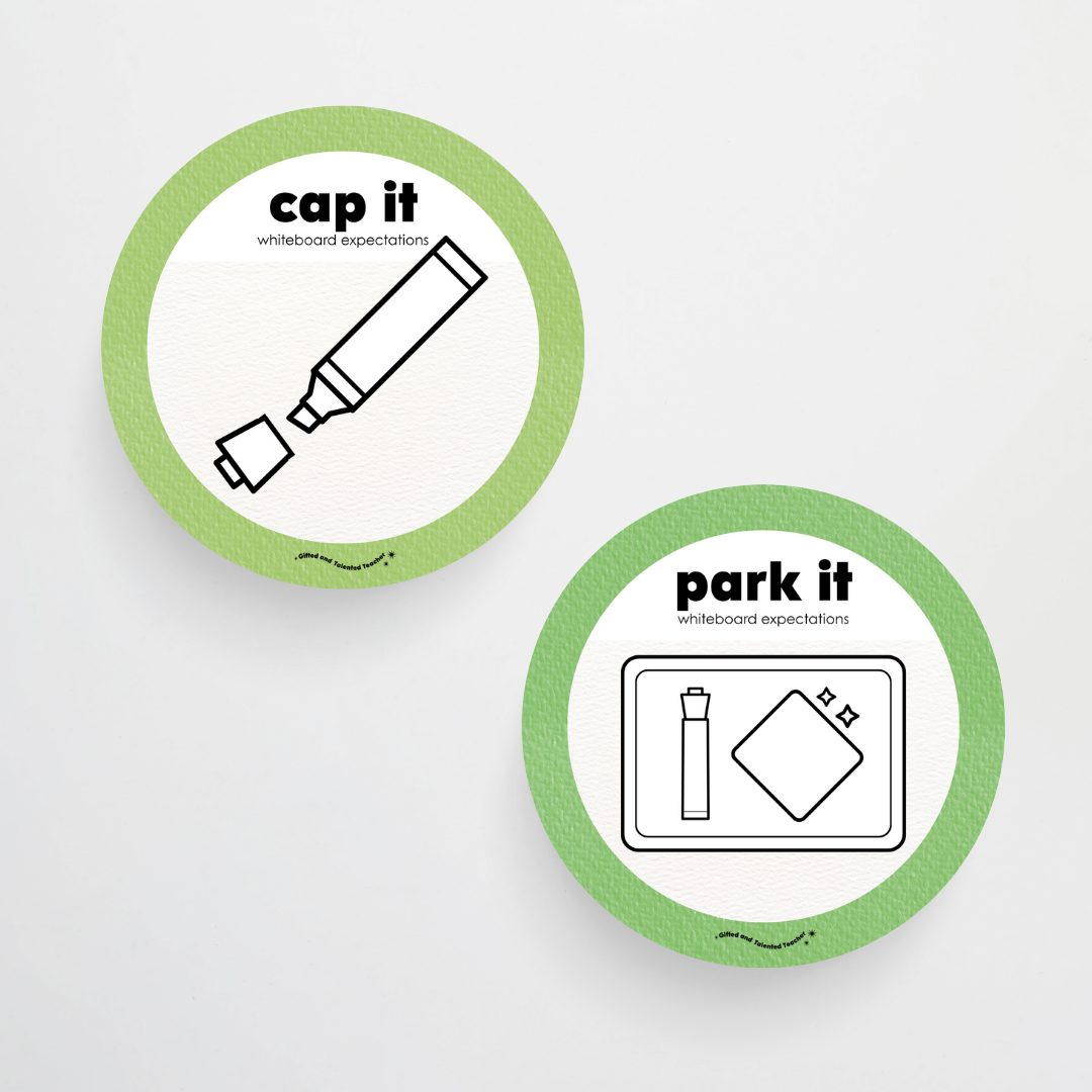 Whiteboard Expectations, Prompts and Cues: Circle Icons - Leafy Greens Classroom Decor