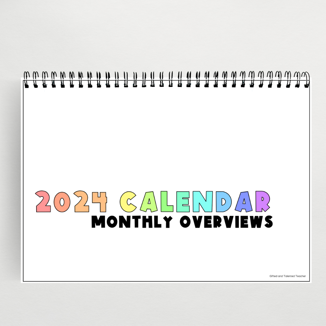 2024 Calendar: Bright Rainbow