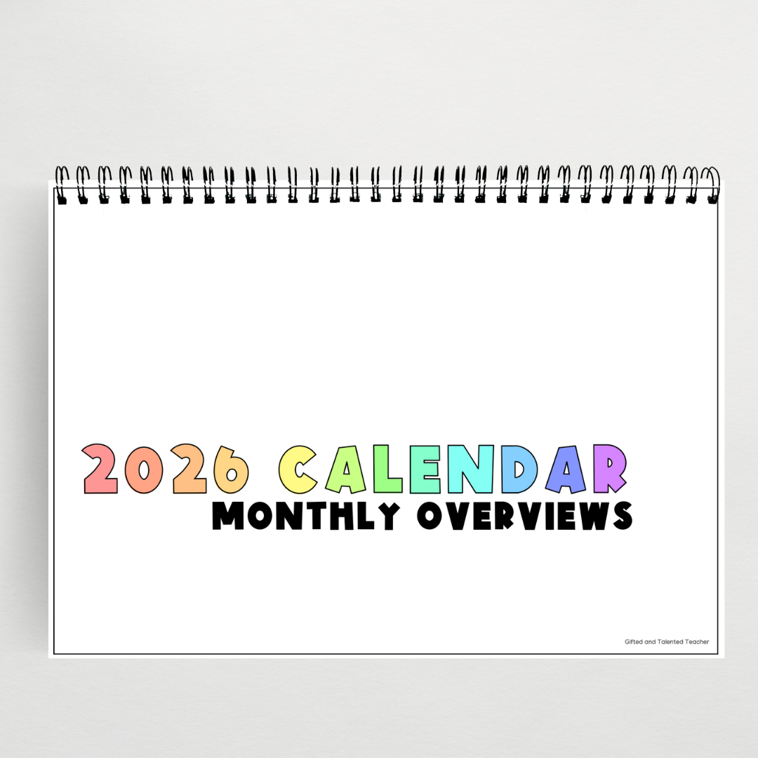 2026 Calendar: Bright Rainbow