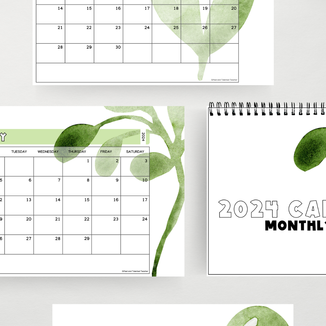 2024 Calendar: Leafy Green