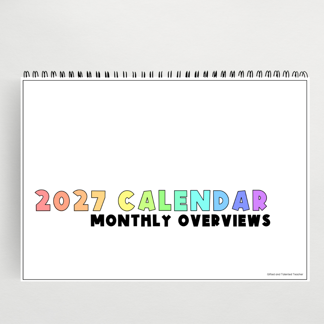 2027 Calendar: Bright Rainbow - Teacher Resources & Classroom Decor