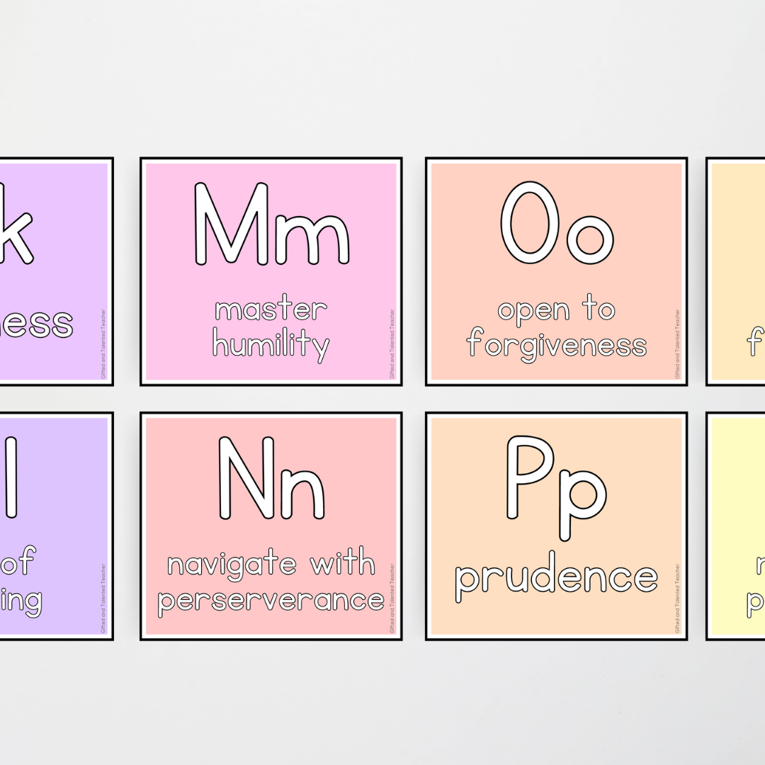 A-Z Character Strengths - Pretty in Pastel