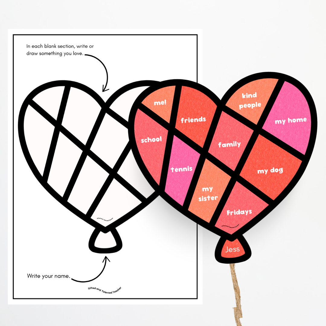 Heart Balloon Activity and Bulletin Board Valentine's Day Display