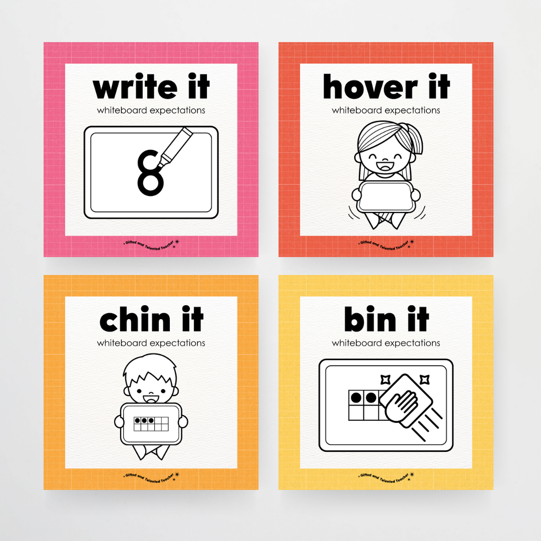 Mini Whiteboard Expectations, Prompts and Cues: Square Icons - Back To School Classroom Decor