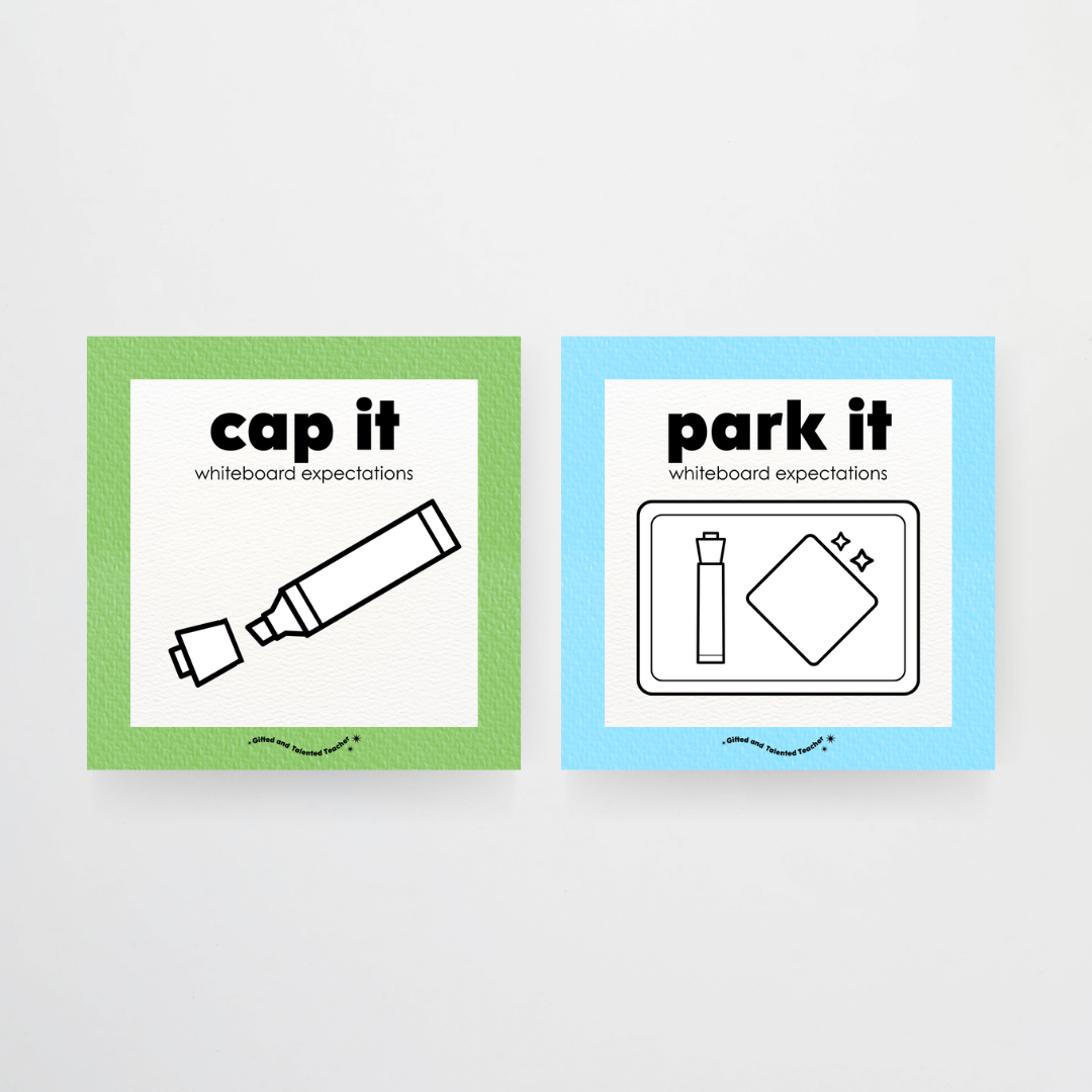Mini Whiteboard Expectations, Prompts and Cues: Square Icons - Rainbow Classroom Decor