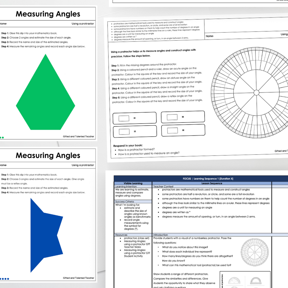 Using a Protractor Bundle | Measurement | Gifted and Talented Teacher ...