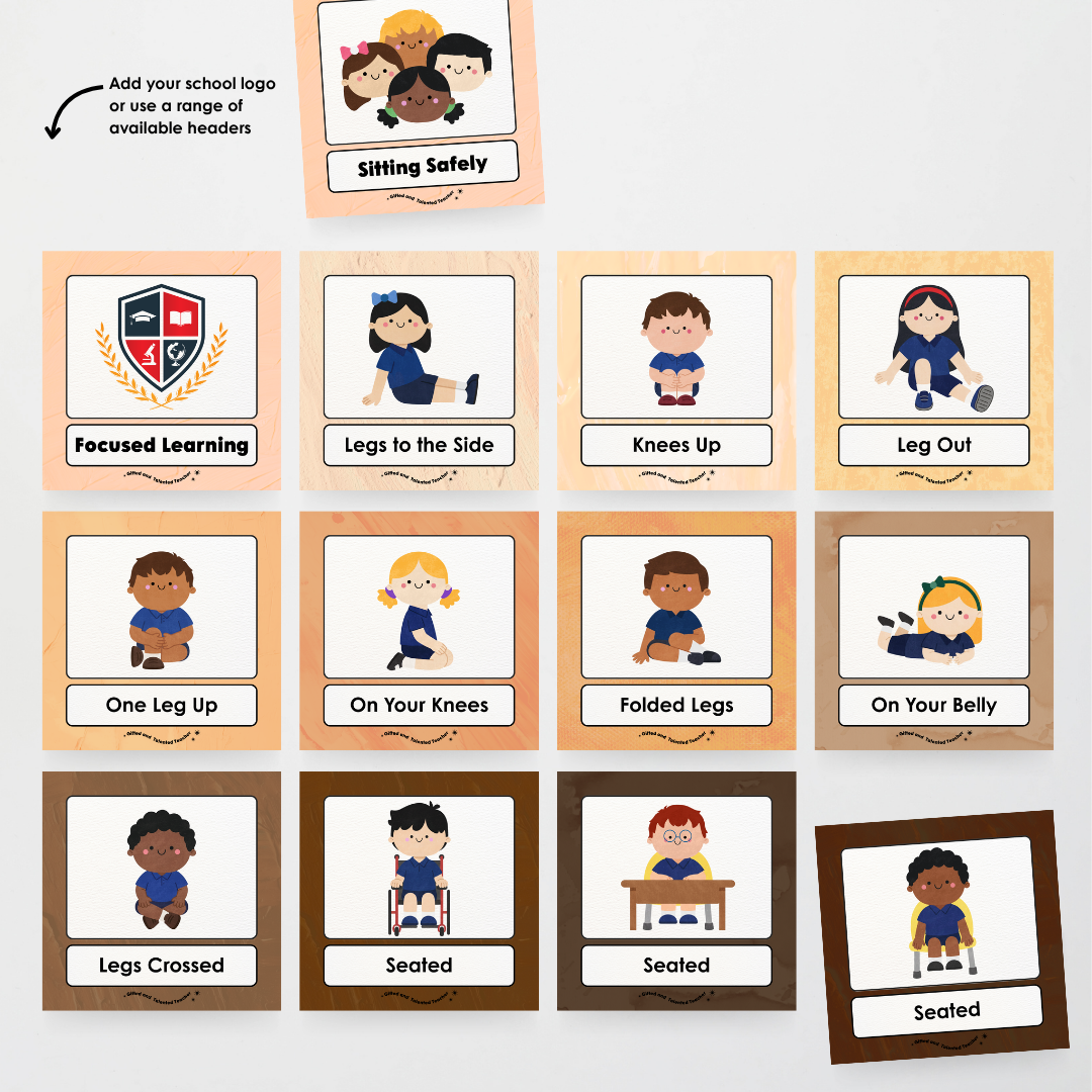 Inclusive Sitting Positions Editable Classroom Display - Neutral Classroom Decor - Teacher Resources & Classroom Decor