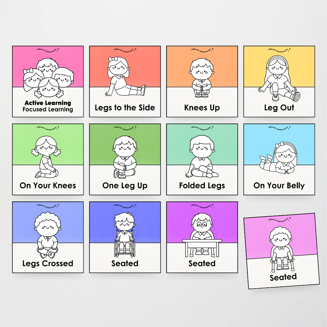 Inclusive Sitting Positions Editable Classroom Display - Rainbow Classroom Decor - Teacher Resources & Classroom Decor