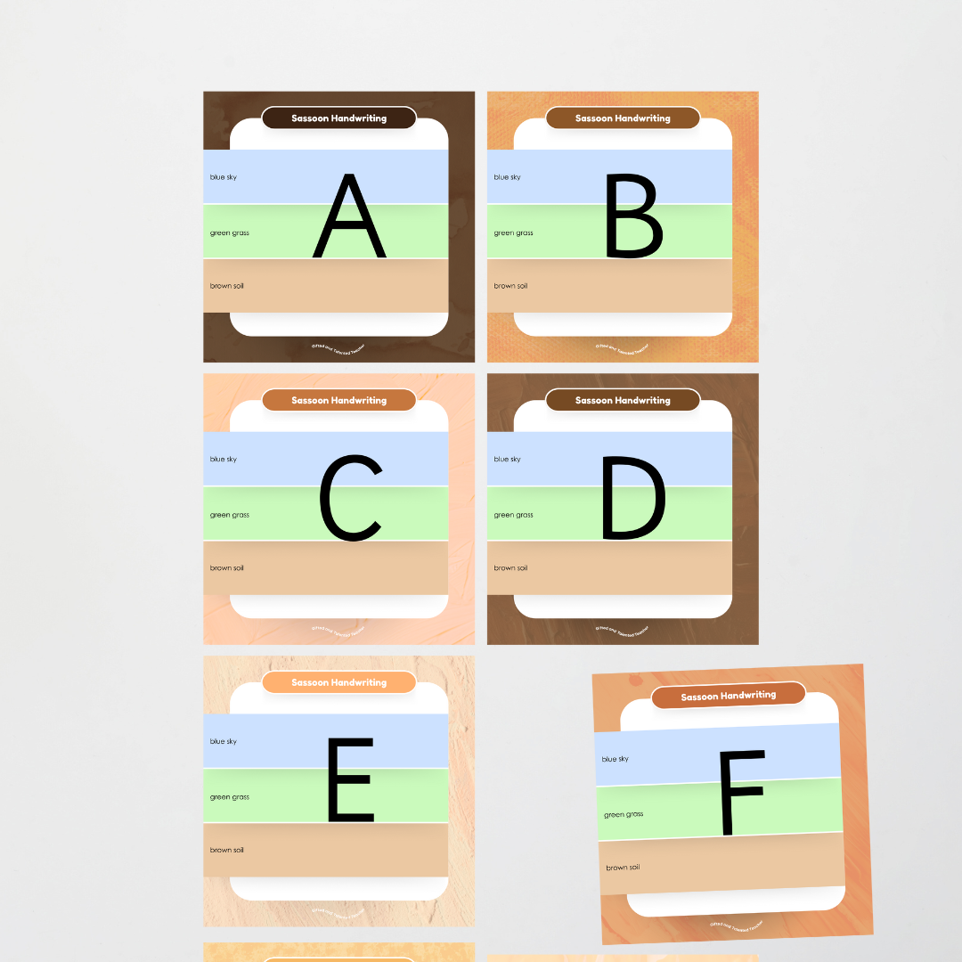 Sassoon Font: Sky, Grass, Soil Handwriting Posters - Neutral - Teacher Resources & Classroom Decor