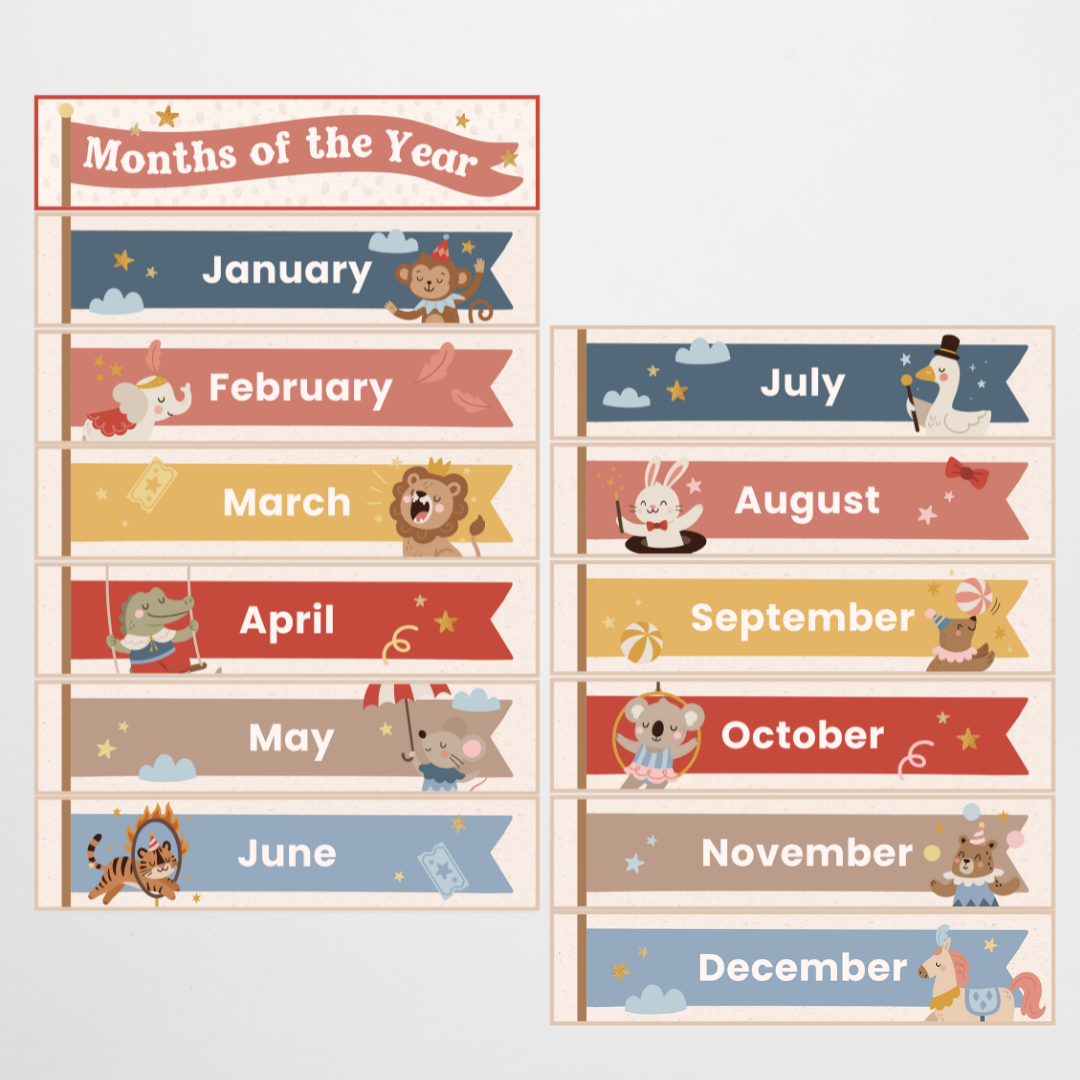 Months of the Year - Little Circus Classroom Decor