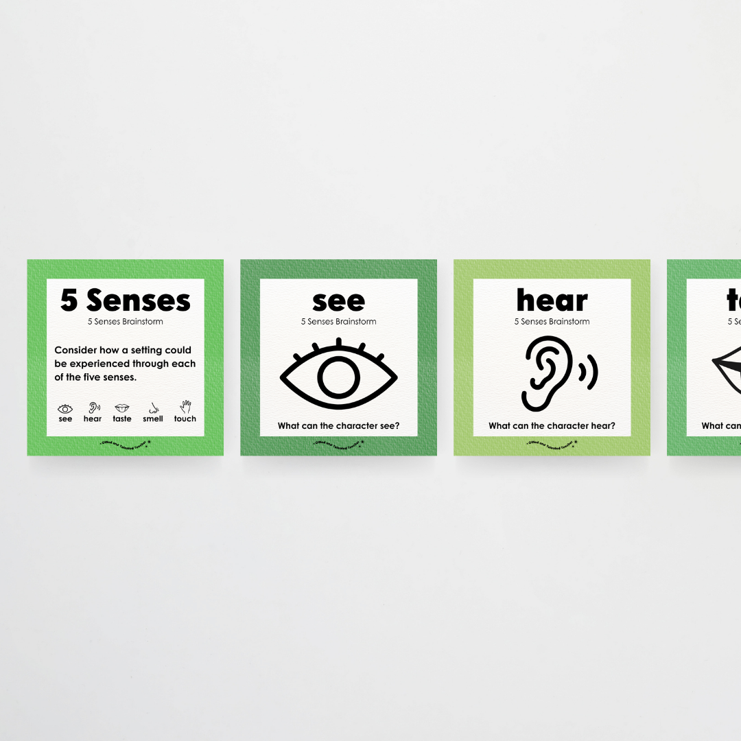 5 Senses Brainstorm: Posters - Leafy Greens Classroom Decor