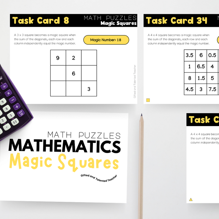 Mtg Math Problem Card Mathematics Puzzles: Magic Squares | Maths Teacher Resources