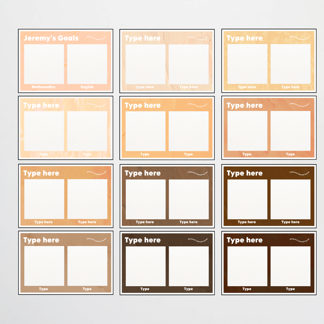 Goal Setting Template: 2 Goals - Neutral Classroom Decor