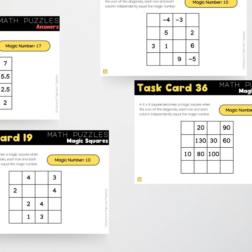 Mathematics Puzzles: Magic Squares | Maths Teacher Resources
