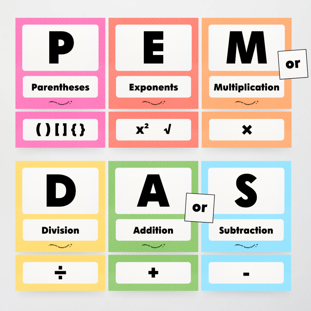 PEMDAS Order of Operations - Rainbow Classroom Decor - Teacher Resources & Classroom Decor