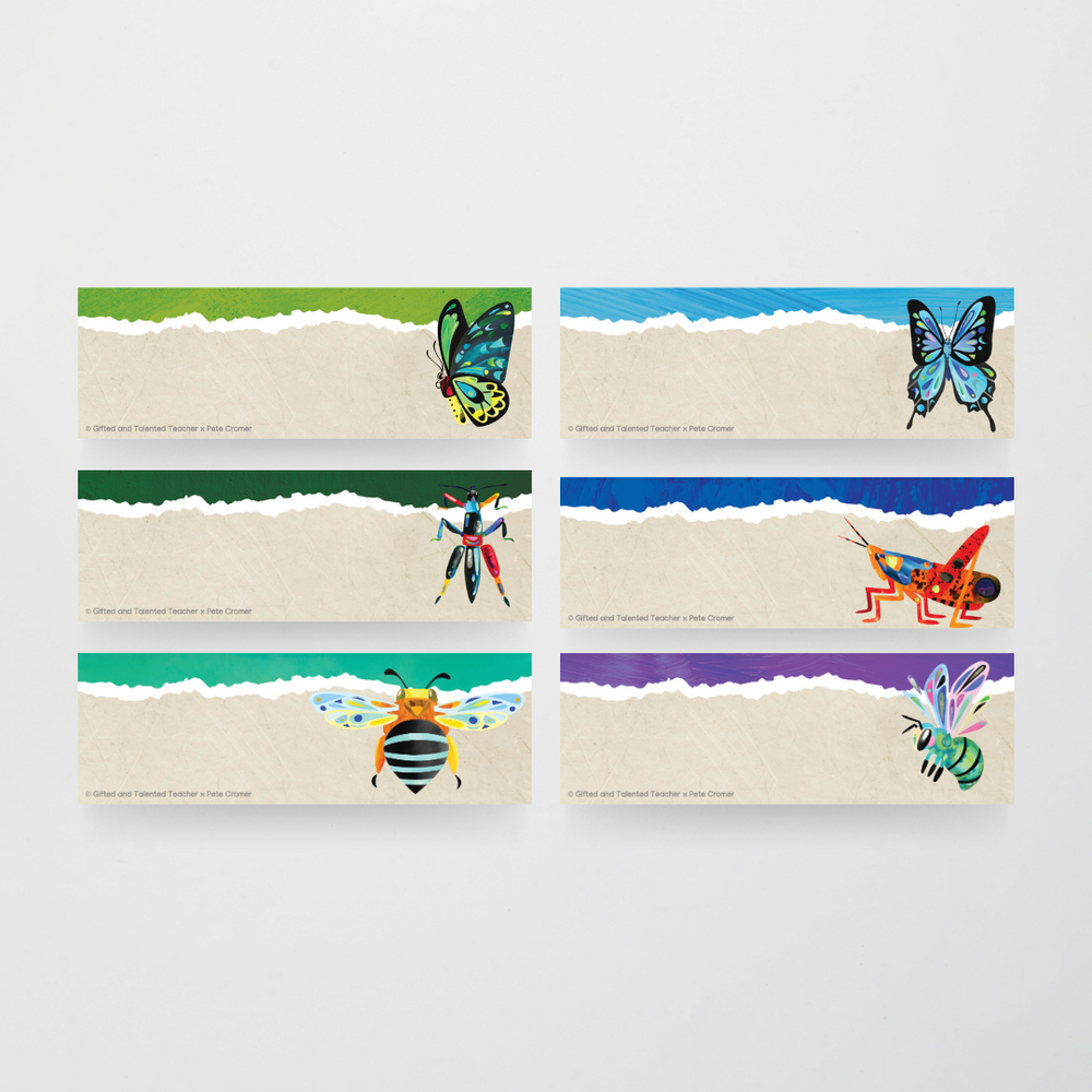 Live Insect Post Label Pete Cromer: Rectangle Labels - Insect Life Classroom Decor