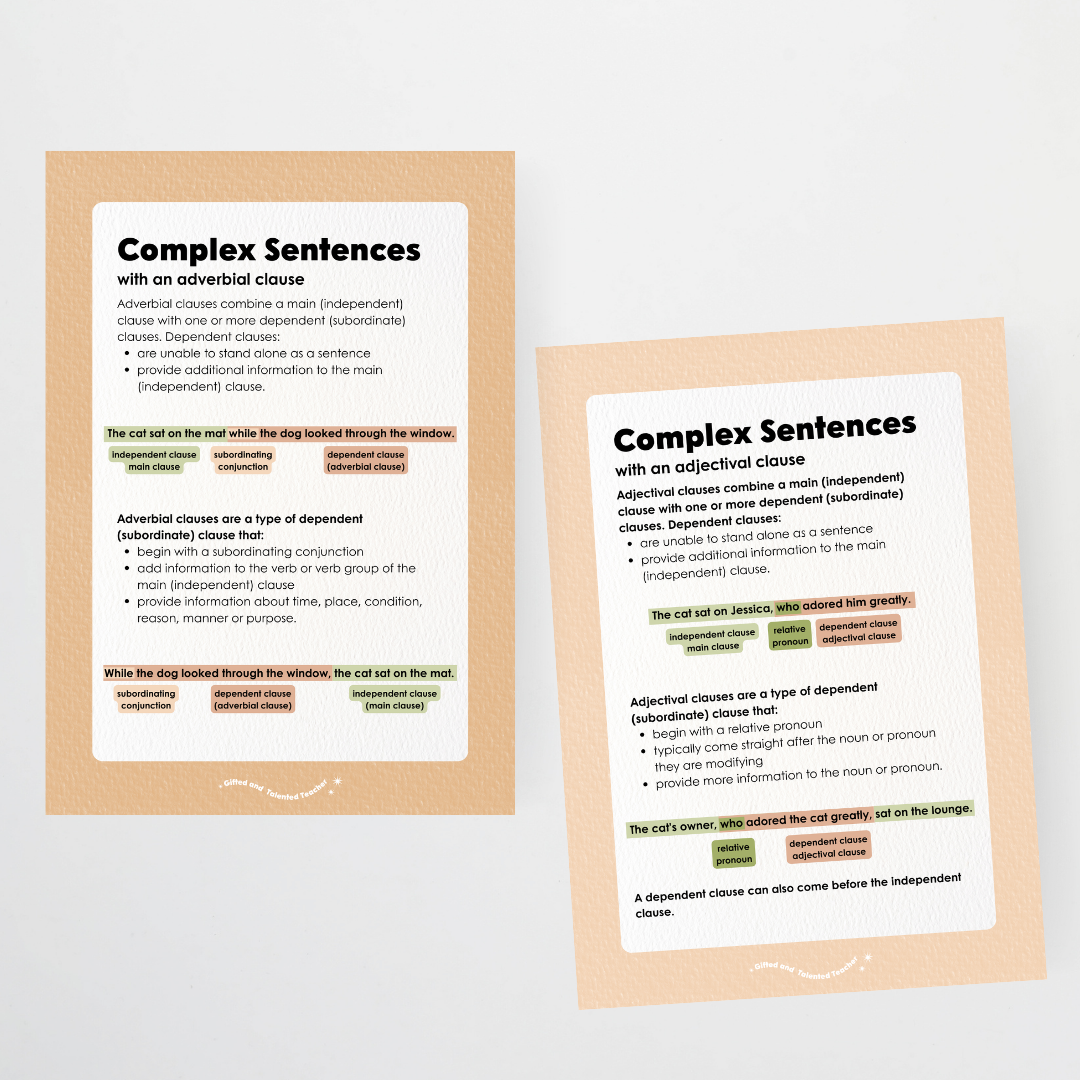 Sentence Structure Posters: Simple, Compound and Complex - Woodland Classroom Decor - Teacher Resources & Classroom Decor