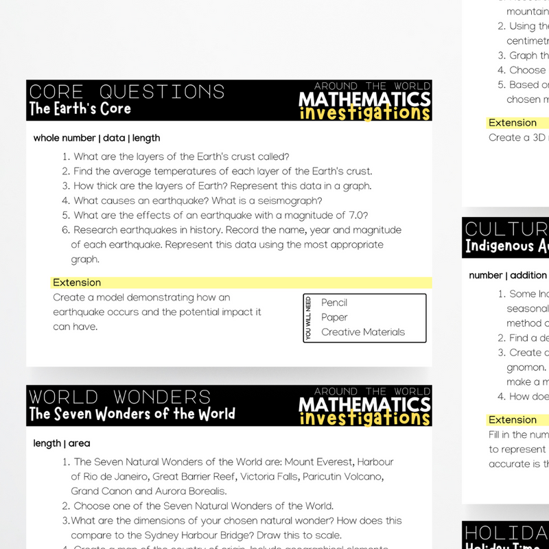 Volume 1: Around the World Mathematics Investigations Teacher Resource