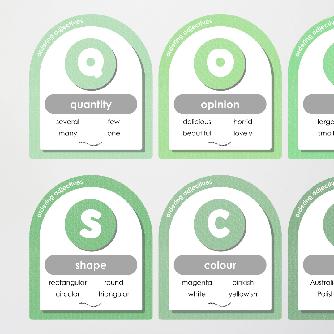 Ordering Adjectives Display - Leafy Green