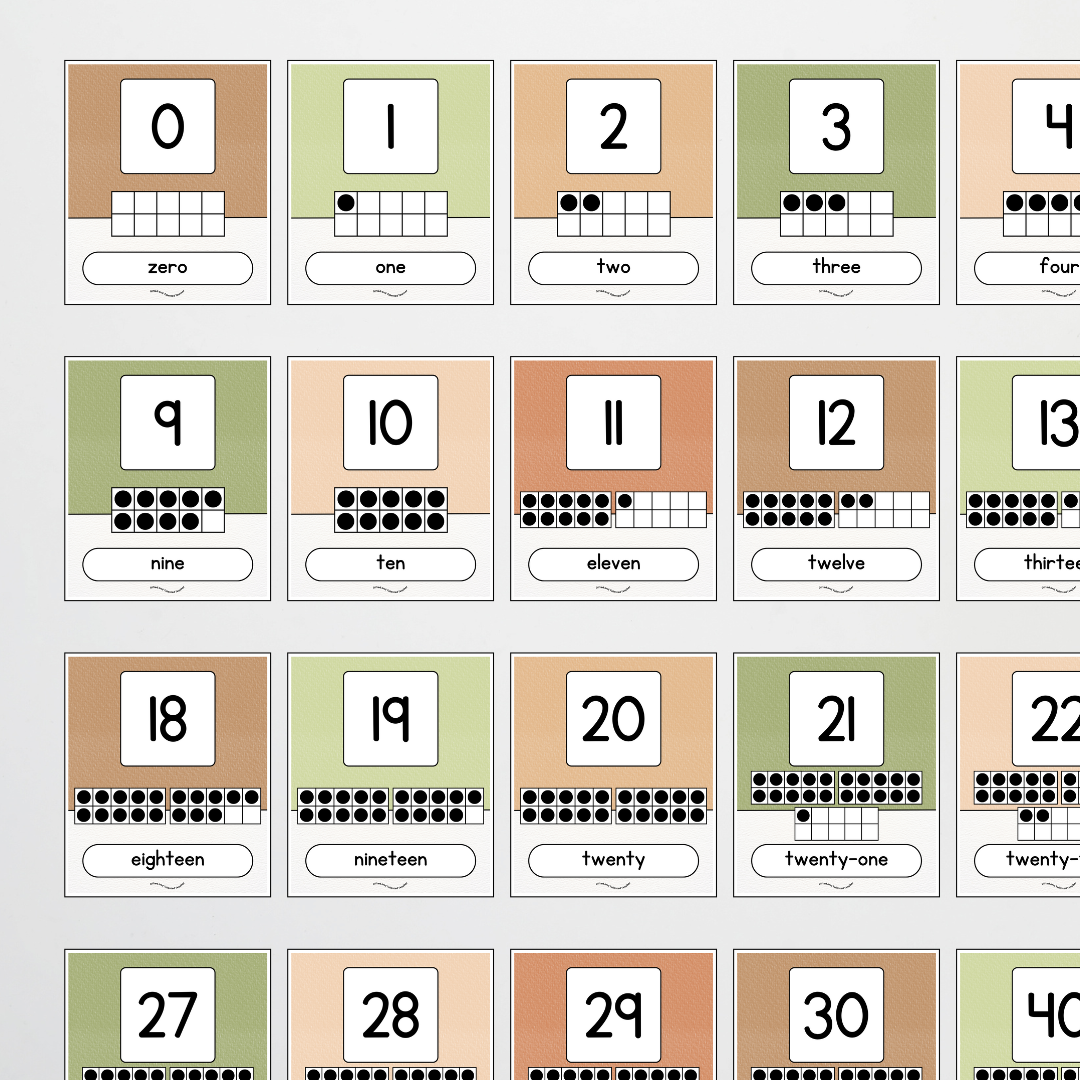 Ten Frames Number Posters - Woodland Classroom Decor