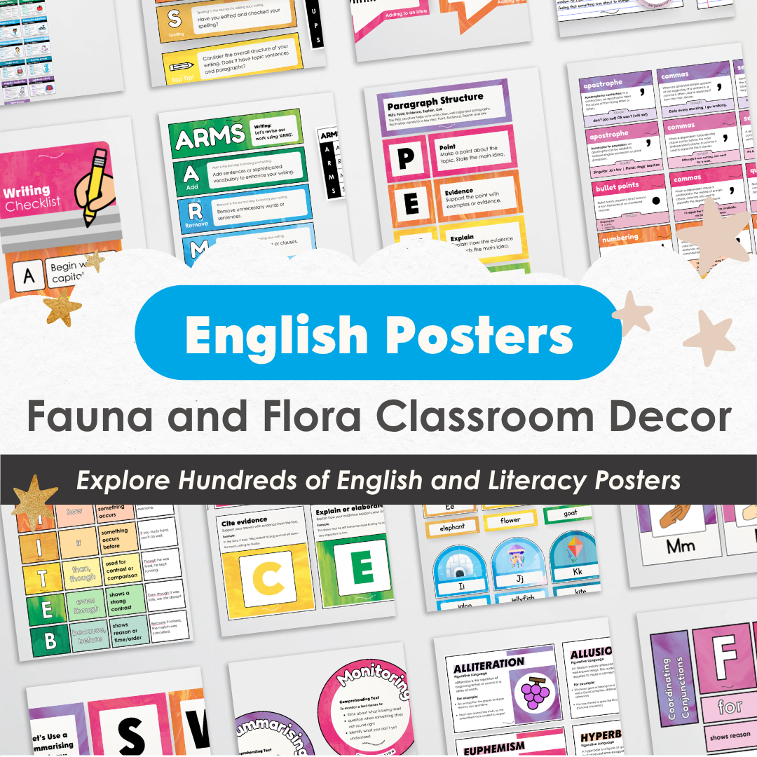 English and Literacy Posters Bundle - Australian Fauna and Flora Classroom Decor