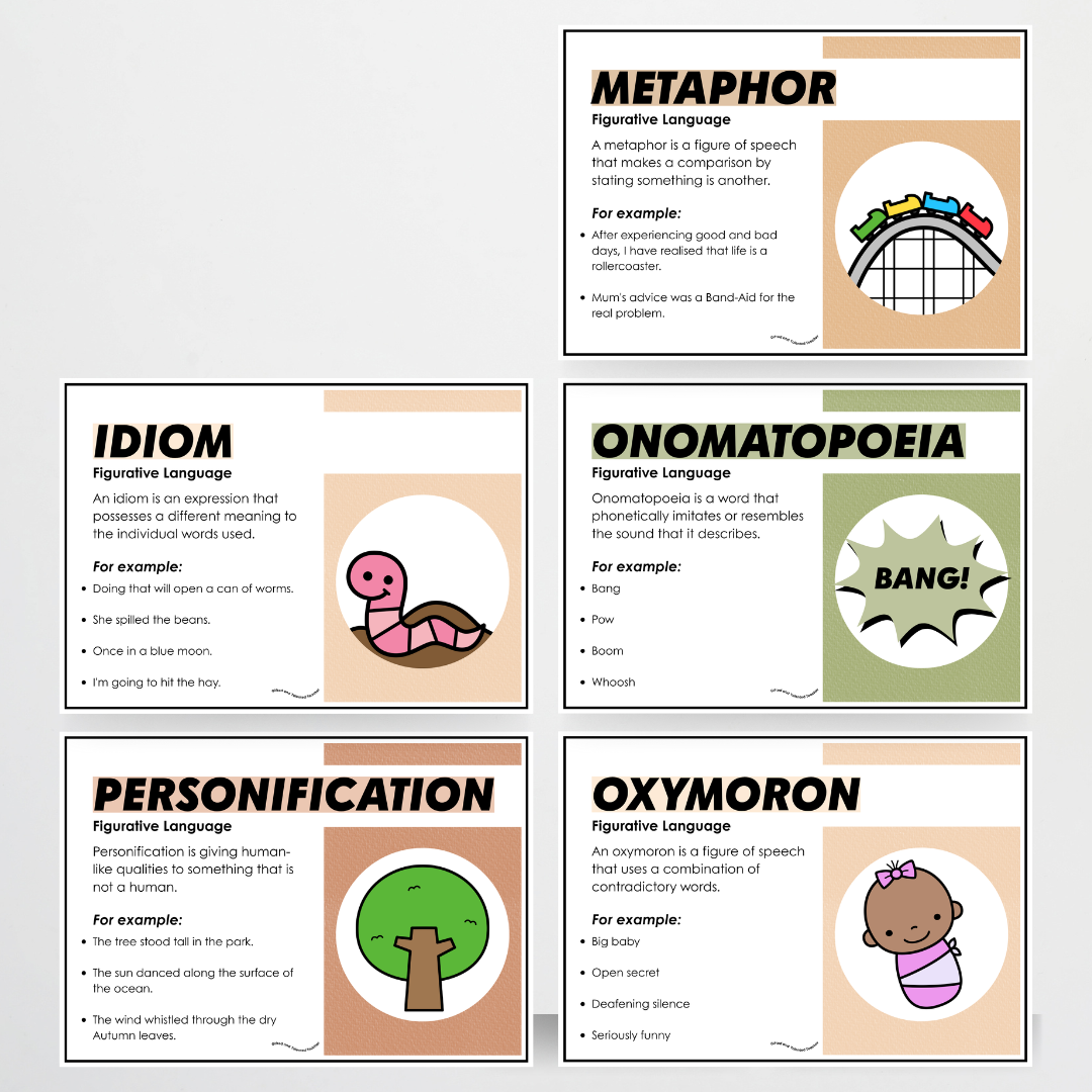 Figurative Language Classroom Posters - Woodland Classroom Decor